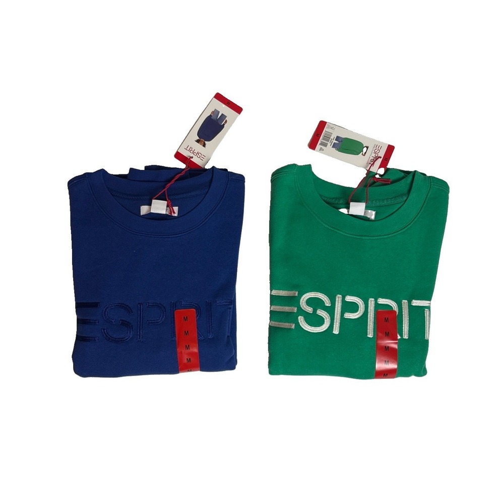 Esprit Costco Viral Crewneck Sweater Green & Blue Bundle Women's Size Medium